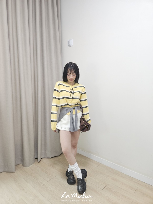 圓領排扣條紋POLO衫